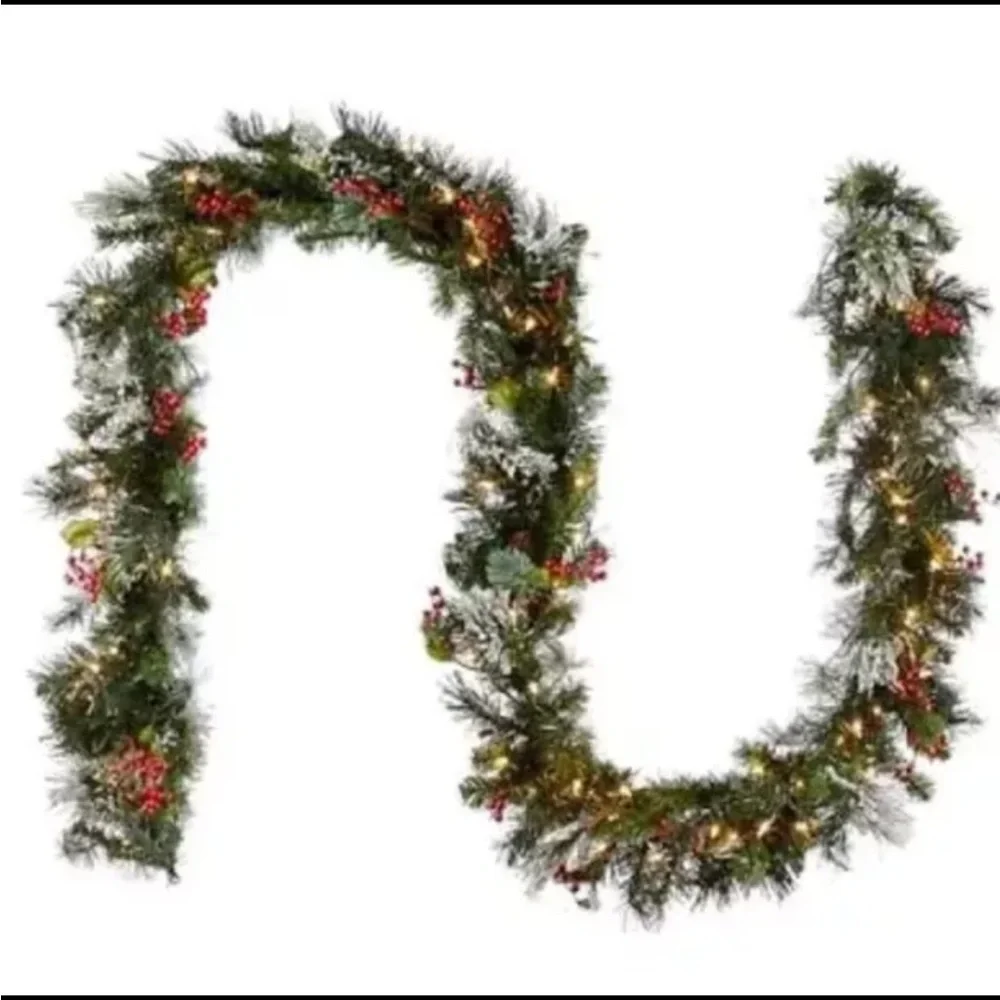 National Tree Company Outdoor Pre-lit Artificial Garland 9ftLong 50 White Lights